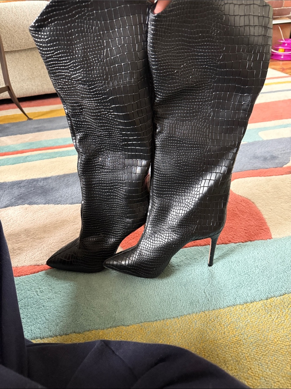 Schutz Size 6 Black Maryana Leather Boots